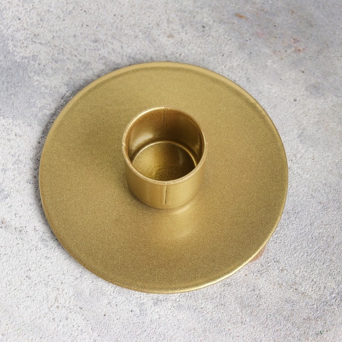 Подсвечник Подсвечник "Круг" металл на одну свечу, 7х3 см, золотой