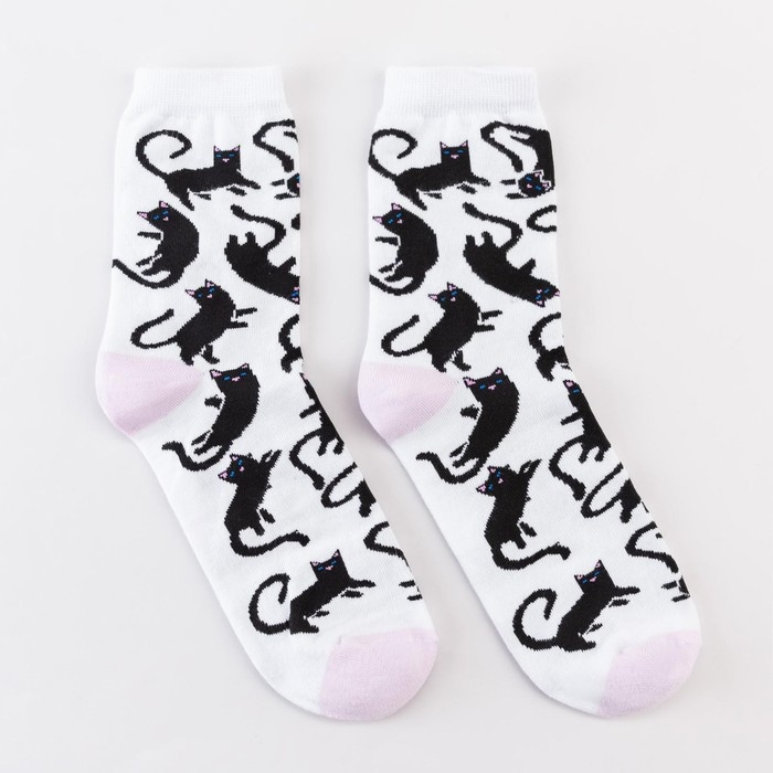 Носки MINAKU &laquo;Котики&raquo;, цвет белый, размер 40-41 (27 см)