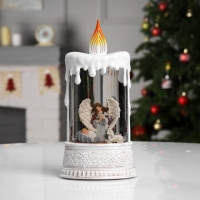 Светодиодная фигура &laquo;Свеча с ангелом&raquo; 12.3 &times; 24 &times; 8 см, пластик, батарейки ААх3 (не в комплекте), USB, свечение тёплое белое