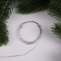 Гирлянда «Нить» 1 м роса, IP20, серебристая нить, 10 LED, 3 режима, батарейка AG13х3 (в комплекте), свечение тёплое белое Гирлянда «Нить» 1 м роса, IP20, серебристая нить, 10 LED, 3 режима, батарейка AG13х3 (в комплекте), свечение тёплое белое