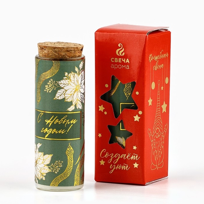 Свеча новогодняя «С новым годом», на Новый год, аромат зеленый чай, 9 х 3,5 см Свеча новогодняя «С новым годом», на Новый год, аромат зеленый чай, 9 х 3,5 см