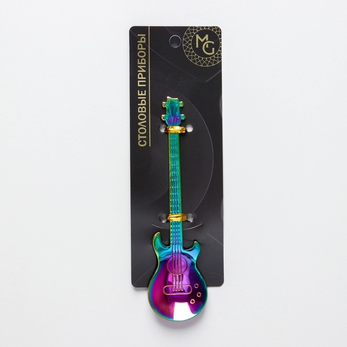 Ложка десертная из нержавеющей стали Magistro «Гитара», длина 12 см, цвет хамелеон Ложка десертная из нержавеющей стали Magistro «Гитара», длина 12 см, цвет хамелеон