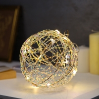 Подвеска световая "Шар плетеный", 15 см, 15 LED, батарейки ААx2 (не в комплекте), свечение тёплое белое Подвеска световая "Шар плетеный", 15 см, 15 LED, батарейки ААx2 (не в комплекте), свечение тёплое белое