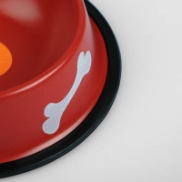 Миска с косточками, железная с нескользящим основанием 15 х 3,5 см, 150 мл, красная