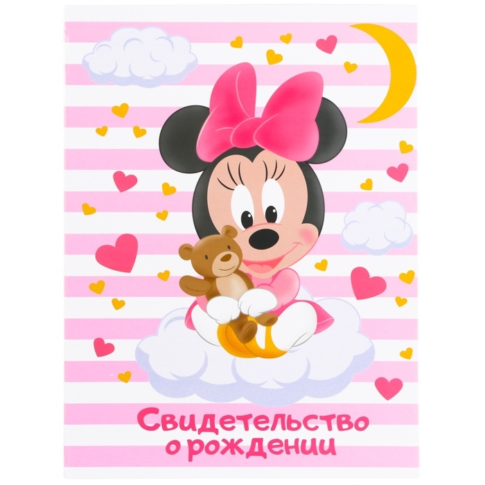 Папка для свидетельства о рождении, 1 файл 21х30 см, Минни Маус