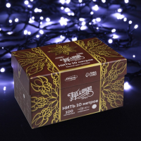 Гирлянда &laquo;Нить&raquo; 10 м, IP44, УМС, тёмная нить, 100 LED, свечение белое, 220 В