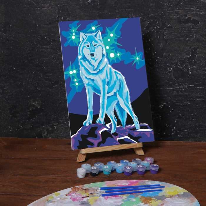 Картина по номерам на холсте с подрамником &laquo;Волк&raquo; 20 &times; 30 см