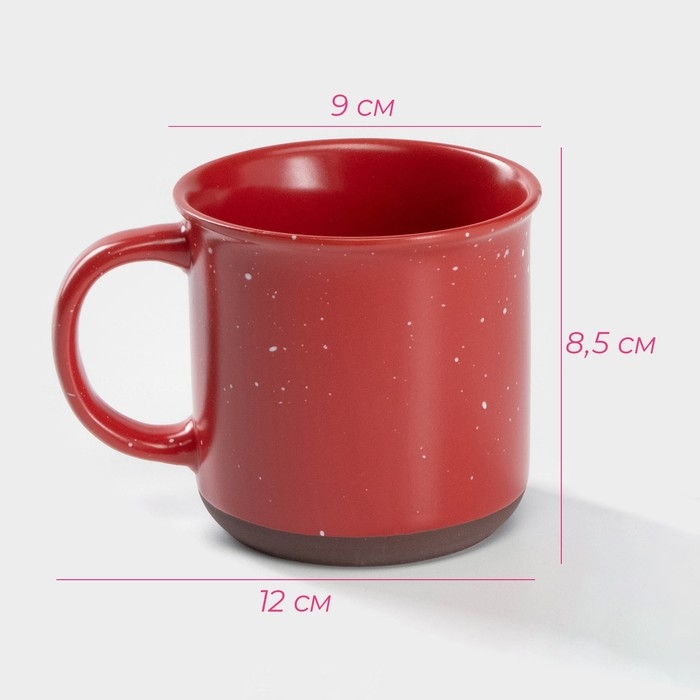 Кружка керамическая Доляна &laquo;Клео&raquo;, 330 мл, цвет красный