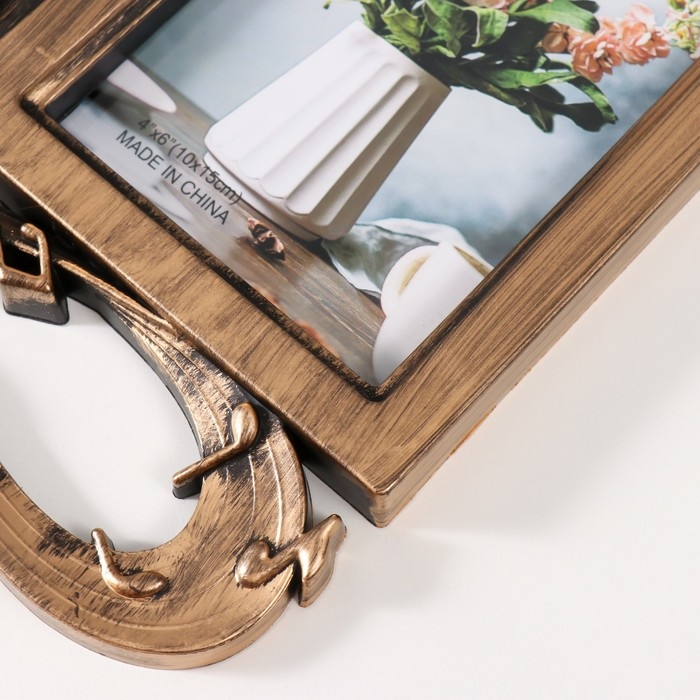 Фоторамка пластик на 2 фото 10х15 Фоторамка пластик на 2 фото 10х15 "Волшебство музыки" темное золото 30,5х2х23,5 см