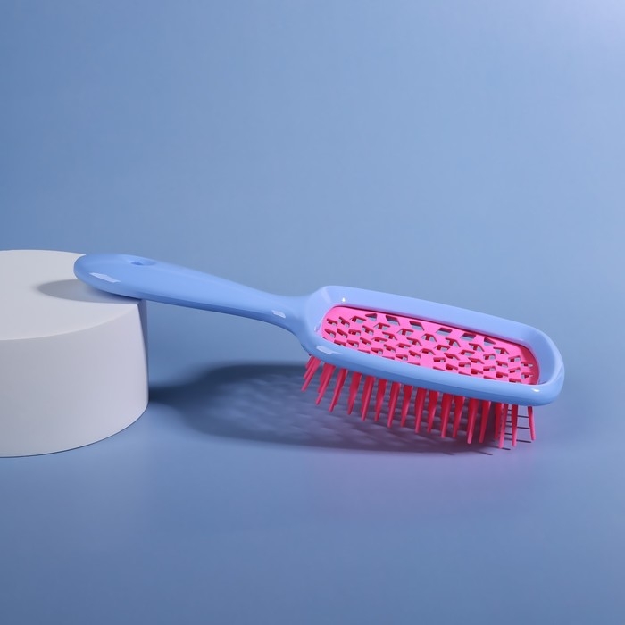Расчёска массажная, широкая, вентилируемая, 8,5 × 20,5 см, PVC коробка, цвет голубой/розовый Расчёска массажная, широкая, вентилируемая, 8,5 × 20,5 см, PVC коробка, цвет голубой/розовый