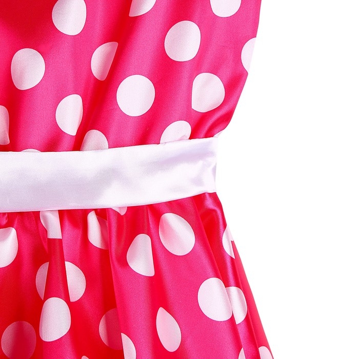 Карнавальный костюм &laquo;Стиляги 6&raquo;, платье фуксия в белый горох, повязка, р. 34, рост 134 см