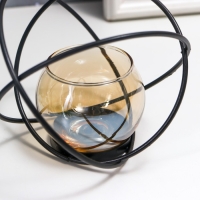 Подсвечник металл, стекло на 1 свечу "Лофт. Сплетение колец" чёрный 11х12х9.5 см Подсвечник металл, стекло на 1 свечу "Лофт. Сплетение колец" чёрный 11х12х9.5 см