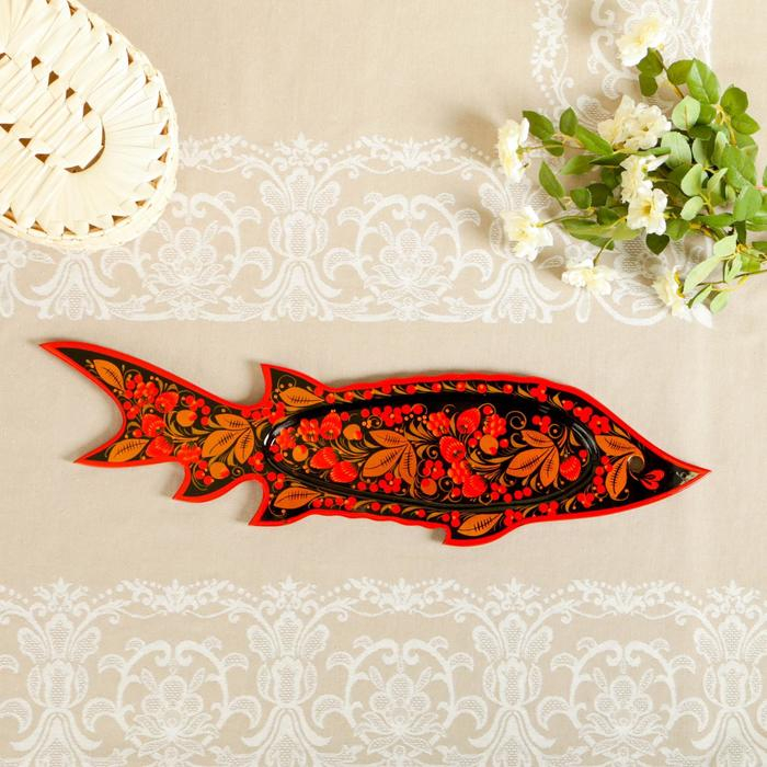 Селедочница &laquo;Осётр&raquo;, 58&times;17&times;0,5 см,  хохлома, микс