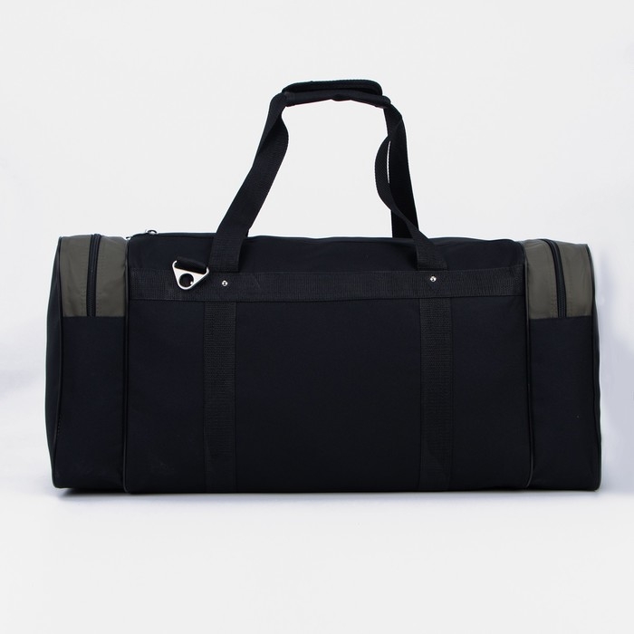 Сумка дорожная, 3 отдела на молниях, наружный карман, длинный ремень, цвет чёрный/хаки Сумка дорожная, 3 отдела на молниях, наружный карман, длинный ремень, цвет чёрный/хаки