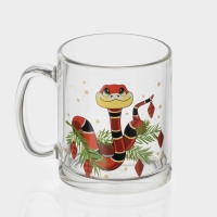 Кружка стеклянная чайная &laquo;Новогодние змейки&raquo;, 320 мл, МИКС