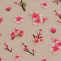 Наклейки для ногтей «Сакура», объёмные, цвет розовый/белый Наклейки для ногтей «Сакура», объёмные, цвет розовый/белый