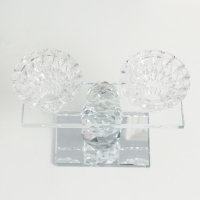 Подсвечник стекло на 2 свечи "Две чаши на пъедестале" прозрачный d=2,3 и 4 см 5,5х15х13 см    970282