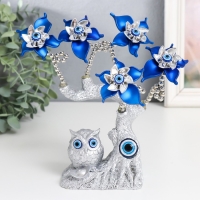 Сувенир от сглаза "Цветущее дерево. Филин со слитком золота" серебро, синий 16х5,5х18,5 см Сувенир от сглаза "Цветущее дерево. Филин со слитком золота" серебро, синий 16х5,5х18,5 см