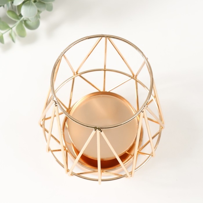 Подсвечник металл на 1 свечу d=8 см Подсвечник металл на 1 свечу d=8 см "Империя" золото 14х14х19 см