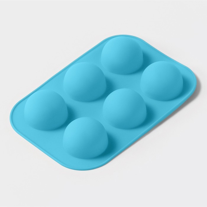 Форма для выпечки Доляна «Полусферы», силикон, 24×16 см, 6 ячеек, d=5,5 см, цвет МИКС Форма для выпечки Доляна «Полусферы», силикон, 24×16 см, 6 ячеек, d=5,5 см, цвет МИКС