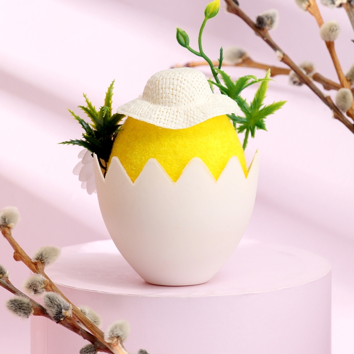 Декор пасхальный &laquo;Цыпленок в шляпке&raquo; 10 &times; 10 &times; 14,5 см