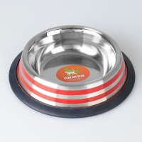 Миска с нескользящим основанием с цветными полосками, 230 мл, красная Миска с нескользящим основанием с цветными полосками, 230 мл, красная