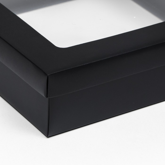 Коробка подарочная складная, упаковка, крышка-дно, чёрная, с окном 30 х 30 х 8 см