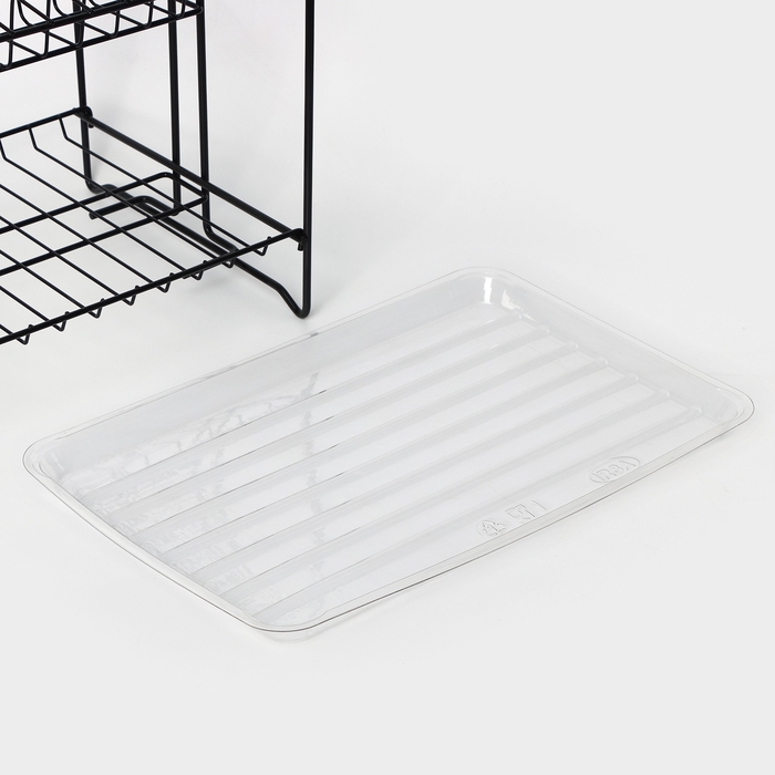 Сушилка для посуды с поддоном 2-х ярусная, разборная, 39,5&times;24&times;29,5 см, цвет черный