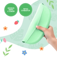 Нагрудник для кормления &laquo;Сердце&raquo;, силиконовый, с карманом, цвет зелёный