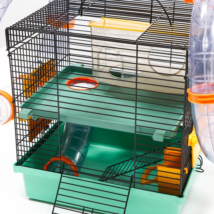 Клетка для грызунов Мини, двухъярусная, с полкой, домом и микс лабиринтов Клетка для грызунов Мини, двухъярусная, с полкой, домом и микс лабиринтов