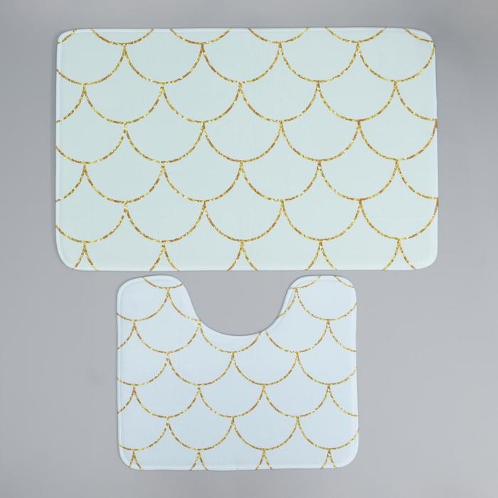 Набор ковриков для ванной и туалета Доляна &laquo;Чешуя&raquo;, 2 шт: 50&times;80, 40&times;50 см