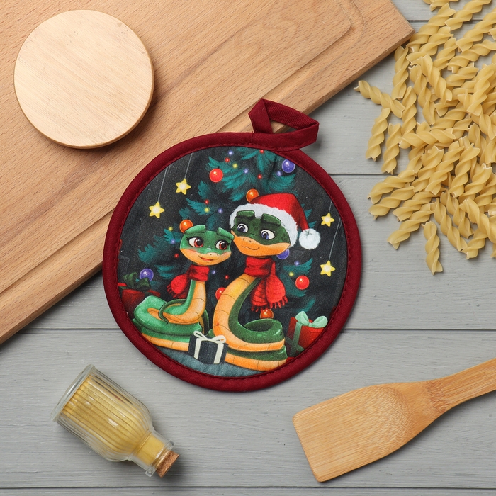 Новый год. Символ года. Змея. Прихватка Этель Новый год. Символ года. Змея. Прихватка Этель "Счастья" 17*17 см, 100% хлопок, саржа