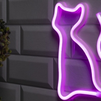 Неоновая вывеска «Кошка» 16 × 23 см, батарейки ААх3 (не в комплекте), USB, свечение розовое Неоновая вывеска «Кошка» 16 × 23 см, батарейки ААх3 (не в комплекте), USB, свечение розовое