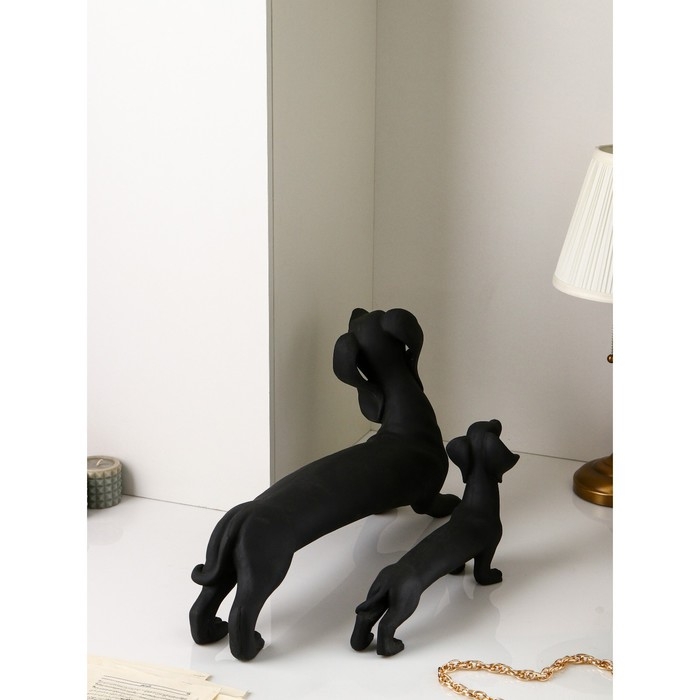 Набор фигур &laquo;Такса&raquo;, полистоун, 35 см, цвет черный матовый