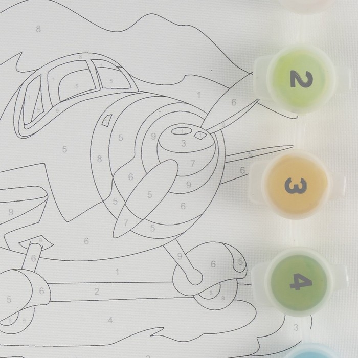 Картина по номерам детская &laquo;Самолет&raquo;, холст на подрамнике, 20 &times; 20 см