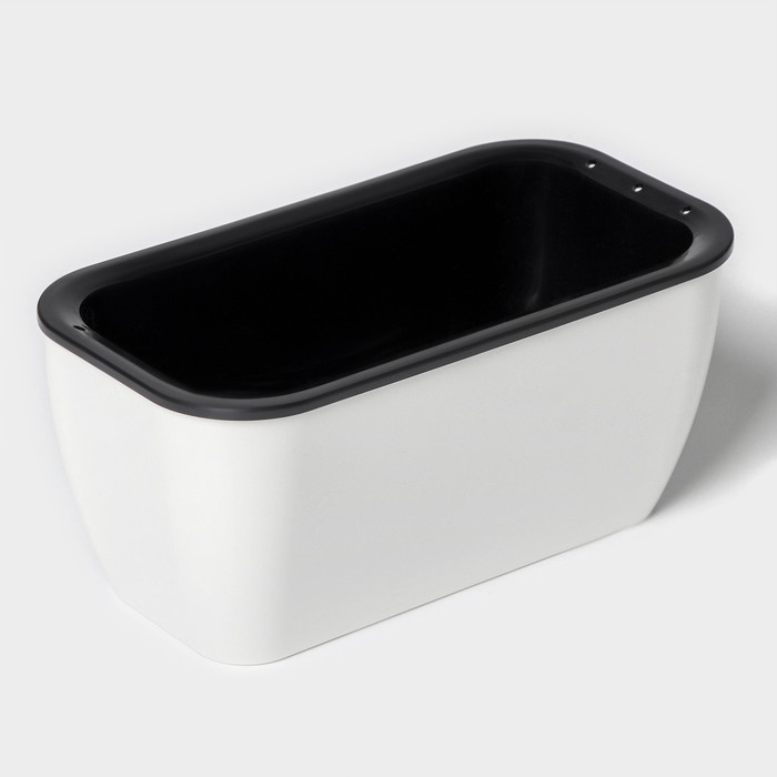 Кашпо для цветов прямоугольное Доляна &laquo;Глянец&raquo;, 900 мл, 18,5&times;10&times;8 см, цвет чёрный/белый