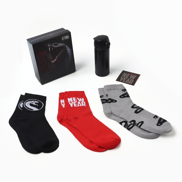 Подарочный набор термос и носки 3 пары KAFTAN New year р. 41-44 (27-29 см) Подарочный набор термос и носки 3 пары KAFTAN New year р. 41-44 (27-29 см)
