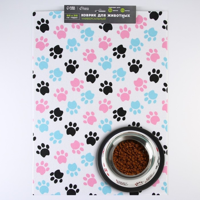 Коврик под миску &laquo;Лапки темные&raquo;, 52х38х0,3см