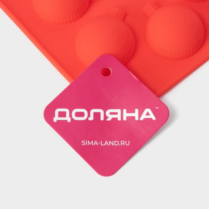 Форма для шоколада новогодняя Доляна «Шар», силикон, 15×15×2 см, 6 ячеек, цвет красный Форма для шоколада новогодняя Доляна «Шар», силикон, 15×15×2 см, 6 ячеек, цвет красный