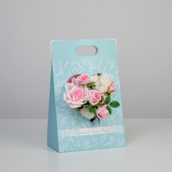 Переноска для цветов «Love», голубая, 24 × 12,5 × 37 см Переноска для цветов «Love», голубая, 24 × 12,5 × 37 см