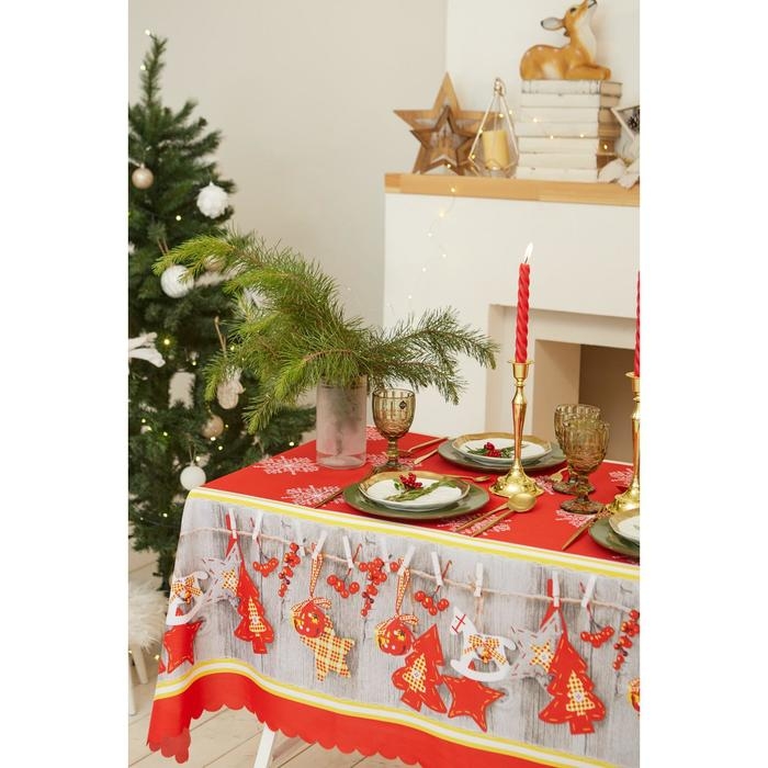 Скатерть новогодняя Доляна &laquo;Домашний уют&raquo; 145*180 см, 100% п/э