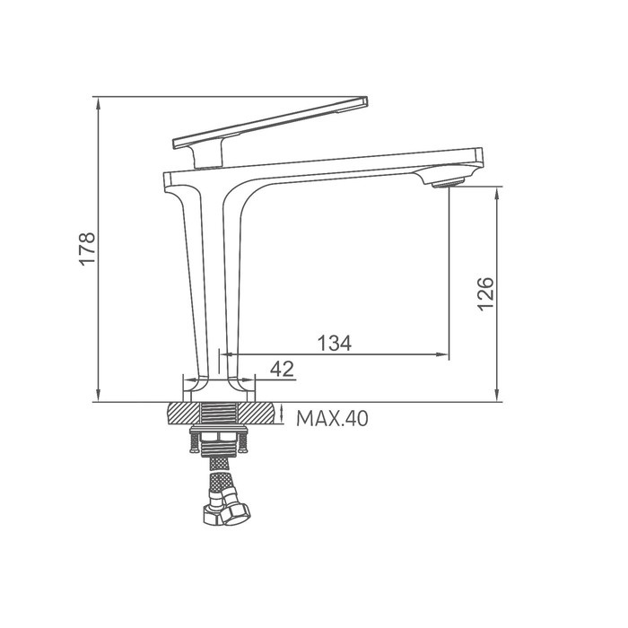 Смеситель для раковины Accoona A90127FW, однорычажный, длина излива 134 мм, черный