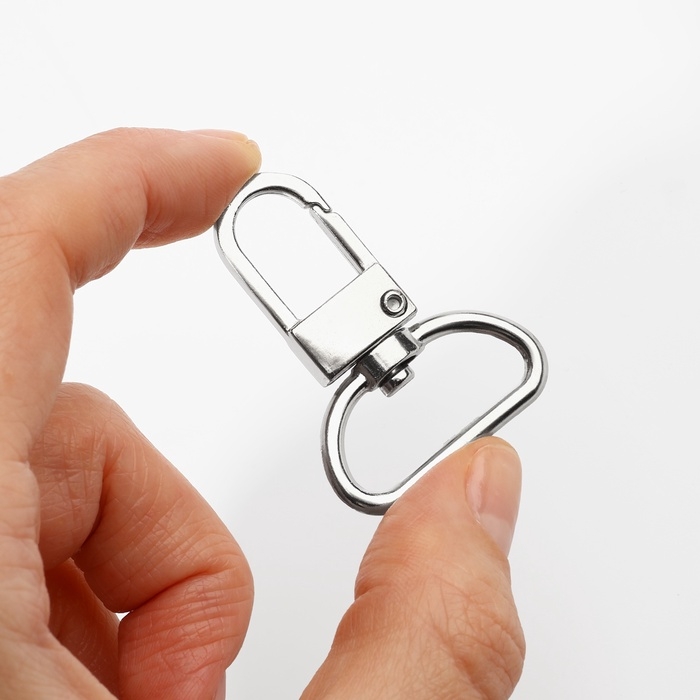 Карабин металлический, 42 &times; 30 мм / 25 &times; 2,5 мм, 5 шт, цвет серебряный