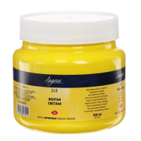 Краска акриловая художественная 500 мл, ЗХК "Ладога", жёлтая светлая, 2224213 Краска акриловая художественная 500 мл, ЗХК "Ладога", жёлтая светлая, 2224213