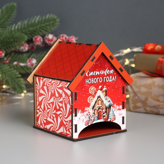 Новогодний чайный домик Новогодний чайный домик "Счастливого НГ" 10,5х9,5х12 см