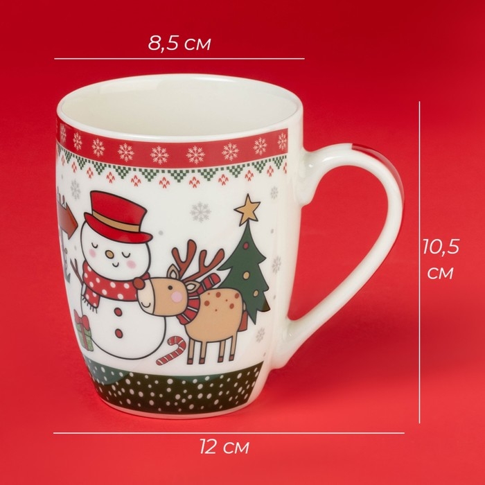 Новогодняя кружка Доляна &laquo;С Новым Годом&raquo;, 370 мл, 12&times;8,5&times;10,5 см, цвет белый