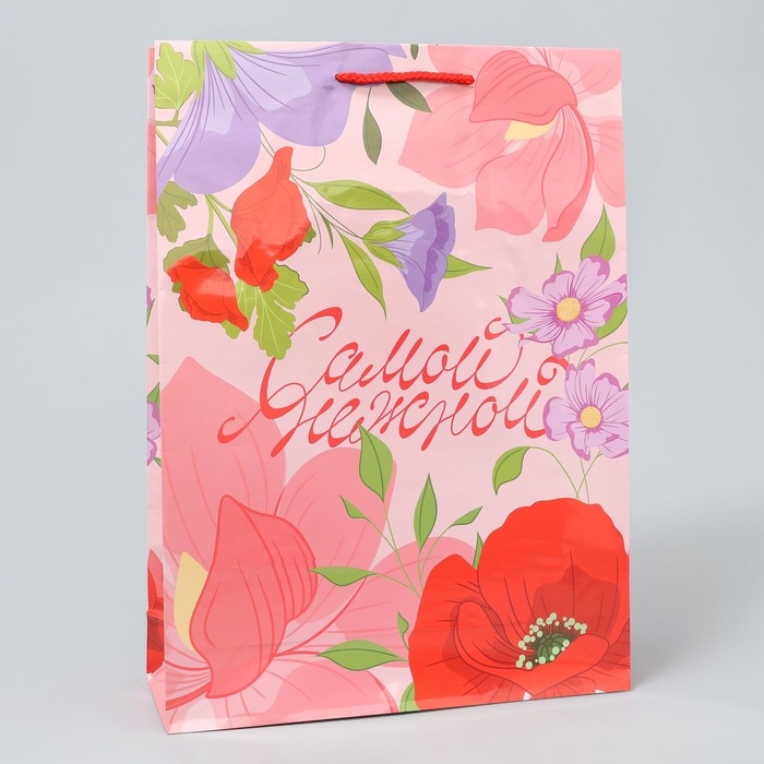 Пакет подарочный ламинированный, упаковка, &laquo;Нежность&raquo;, L 28 х 38 х 9 см