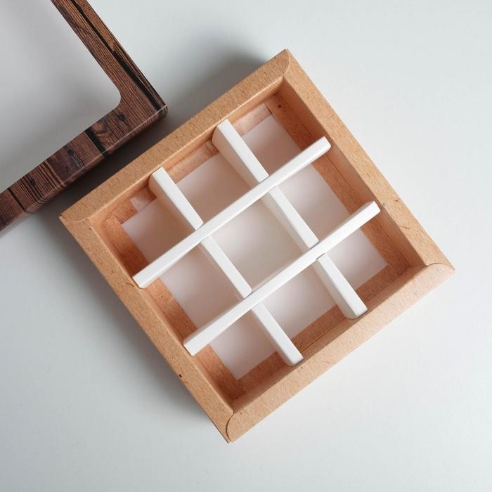 Коробка для конфет, кондитерская упаковка, 9 ячеек, &laquo;Дерево&raquo; 14.5 х 14.5 х 3.5 см