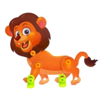 Конструктор винтовая мозаика &laquo;Животные сафари&raquo;, 4 карточки, 3 инструмента