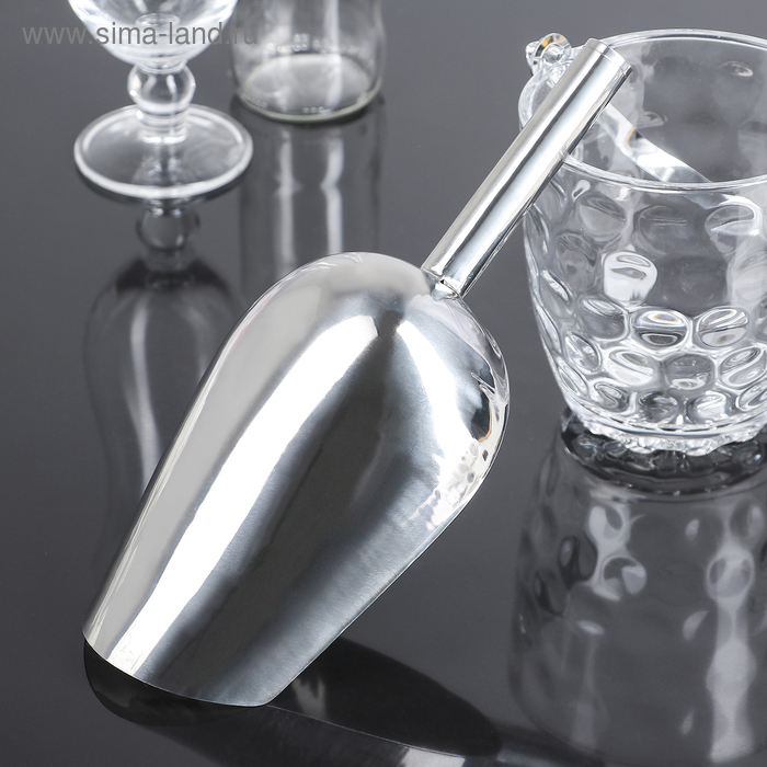 Совок из нержавеющей стали для льда и сыпучих продуктов, 27&times;12&times;5,5 см, цвет хромированный